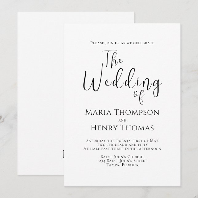 Simple Minimalist Black Text Calligraphy Template (Front/Back)