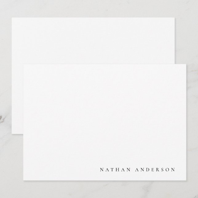 Simple Minimalist Black White Correspondence   Card (Front/Back)