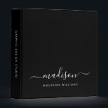 Simple Minimalist Black White Feminine Script Name Binder<br><div class="desc">Elegant Simple Minimalist Black White Feminine Girly Script Name Home Office Professional Work Back to School Recipe 3 ring binder</div>