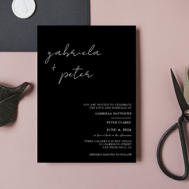 Simple Minimalist Black & White Modern Wedding Invitation (Creator Uploaded)