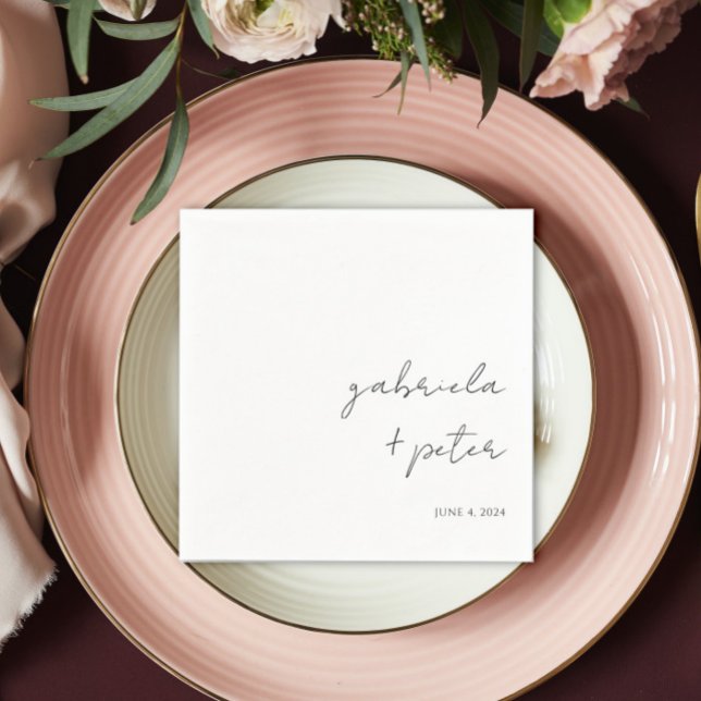 Simple Minimalist Black & White Modern Wedding Napkin (Creator Uploaded)