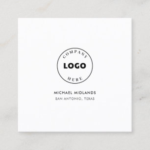 Simple Minimalist Black White Notary Square Business Card