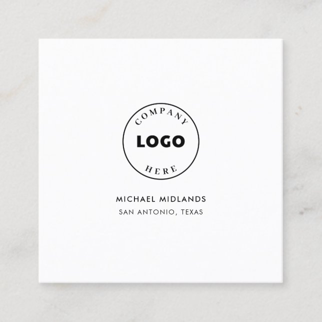 Simple Minimalist Black White Notary Square Business Card (Front)