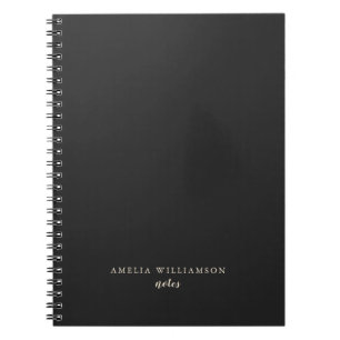 Simple Minimalist Black White Personalized Name Notebook