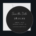 Simple Minimalist Black & White Round Circle Save The Date<br><div class="desc">Simple and classic,  this black and white save the date card is perfect for those that want to keep things simple. This save the date will make sure your important details are noticed,  while keeping it classy and elegant.</div>
