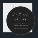 Simple Minimalist Black & White Round Circle Save The Date<br><div class="desc">Simple and classic,  this black and white save the date card is perfect for those that want to keep things simple. This save the date will make sure your important details are noticed,  while keeping it classy and elegant.</div>