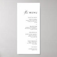 Simple Minimalist Black White Wedding Dinner Menu