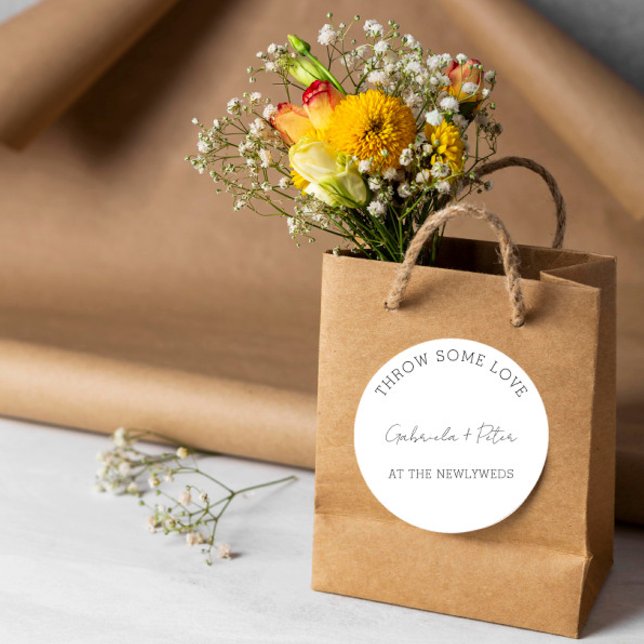 Simple Minimalist Black & White Wedding Thank You Classic Round Sticker (Creator Uploaded)