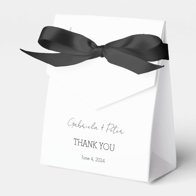 Simple Minimalist Black & White Wedding Thank You Favor Box (Front Side)