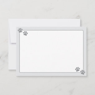 Simple Minimalist Blank With Border Dog Paw Prints Card