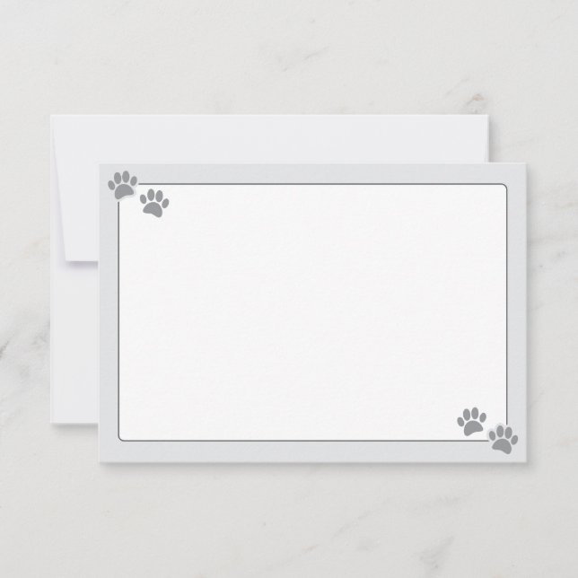 Simple Minimalist Blank With Border Dog Paw Prints Card (Front)
