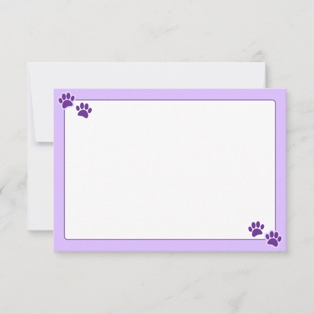 Simple Minimalist Blank With Border Dog Paw Prints Card (Front)