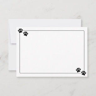 Simple Minimalist Blank With Border Dog Paw Prints Card