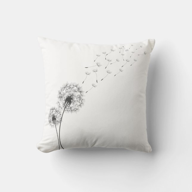 Simple Minimalist Blowing Dandelion | Throw Pillow (Front)