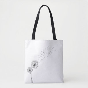 Simple Minimalist Blowing Dandelion Tote Bag