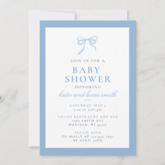 Simple Minimalist Blue Baby Boy Shower Invite