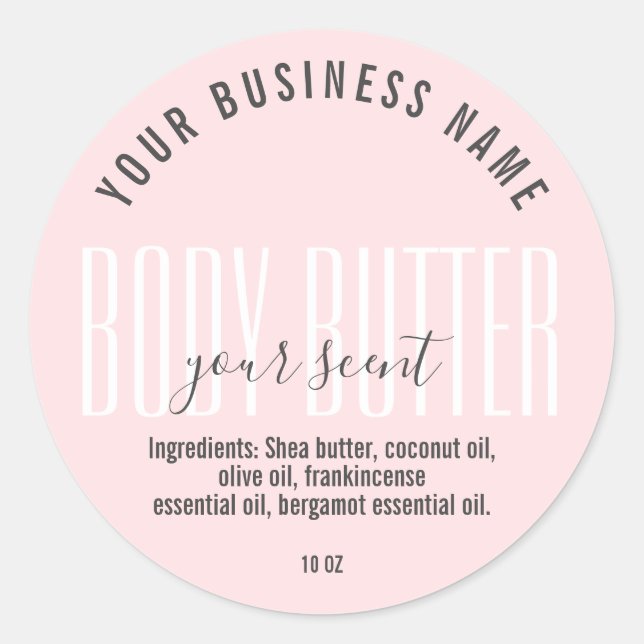 SIMPLE MINIMALIST BLUSH PINK BODY BUTTER CLASSIC ROUND STICKER (Front)