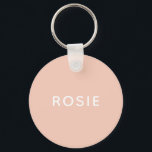 Simple Minimalist Blush Pink Custom Name Keychain<br><div class="desc">Add your own name. Change color and text to suit your preference.</div>