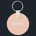 Simple Minimalist Blush Pink Custom Name Keychain<br><div class="desc">Add your own name. Change color and text to suit your preference.</div>