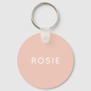 Simple Minimalist Blush Pink Custom Name Keychain