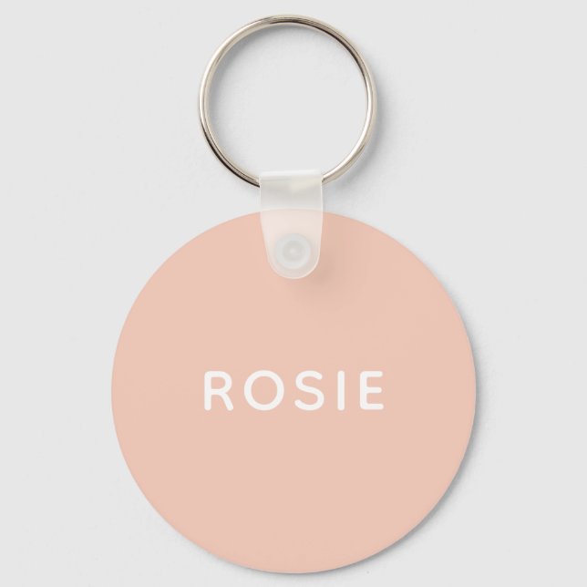 Simple Minimalist Blush Pink Custom Name Keychain (Front)