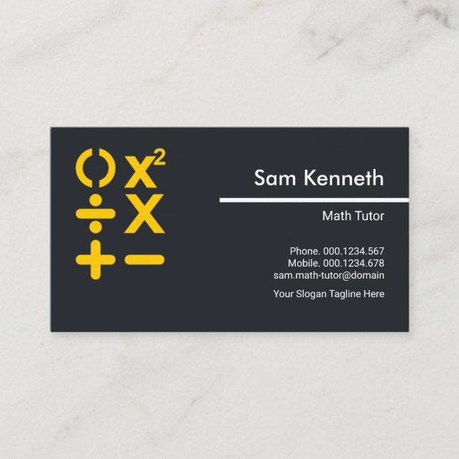 Simple Minimalist BODMAS Math Symbol Math Tutor Business Card (Front)