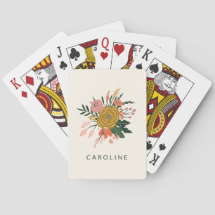 Simple Minimalist Botanical Flower Personalized  Playing Cards