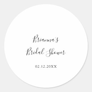 Simple Minimalist Bridal Shower Favour Classic Round Sticker