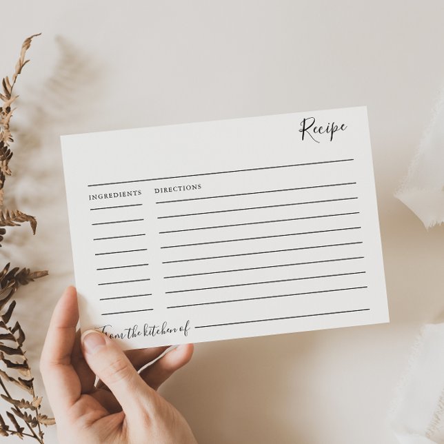 Simple Minimalist Bridal Shower Recipe Card (Creator Uploaded)