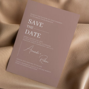 Simple Minimalist Brown Elegant Save The Date