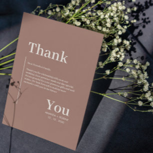 Simple Minimalist Brown Elegant Thank You Card