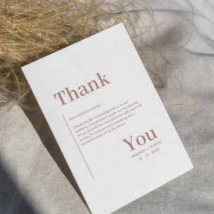 Simple Minimalist Brown Elegant  Thank You Card