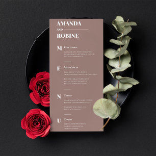 Simple Minimalist Brown Elegant Wedding Menu