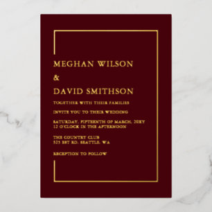 Simple Minimalist Burgundy Modern Wedding  