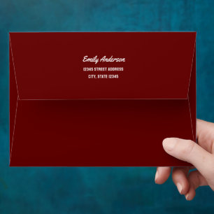 Simple Minimalist Burgundy Return Address Envelope