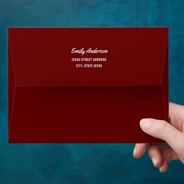 Simple Minimalist Burgundy Return Address Envelope (Hand)