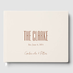 Simple Minimalist Burnt Orange   Cream Wedding Guest Book