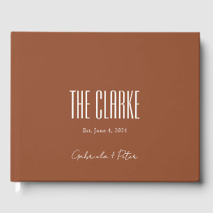 Simple Minimalist Burnt Orange Modern Wedding Guest Book