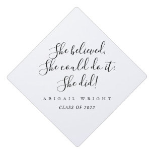 Simple Minimalist Calligraphy Graduate Graduation Cap Topper