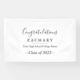 Simple Minimalist Calligraphy Graduation Party  Banner