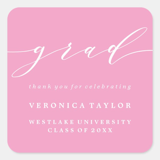 SIMPLE MINIMALIST CALLIGRAPHY GRADUATION STICKER (Front)
