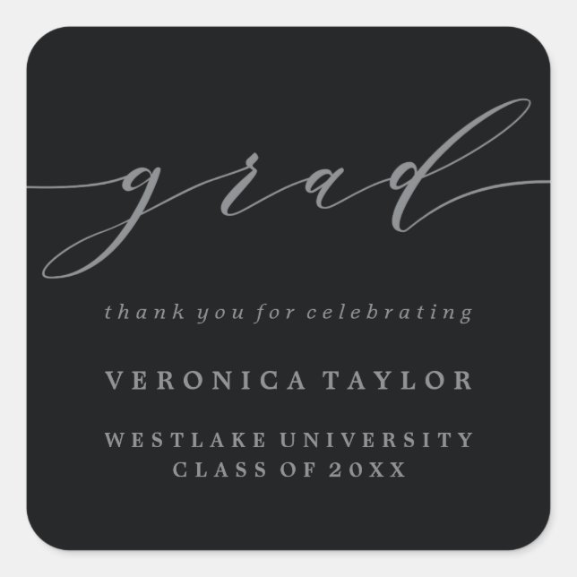 SIMPLE MINIMALIST CALLIGRAPHY GRADUATION STICKER (Front)