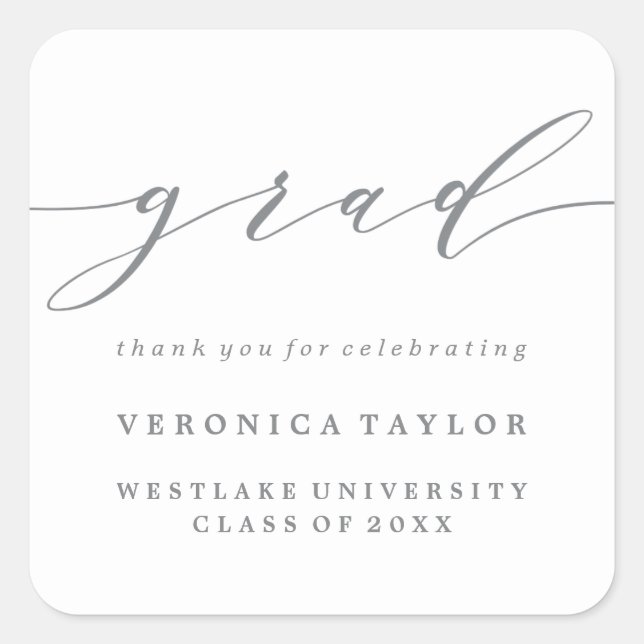 SIMPLE MINIMALIST CALLIGRAPHY GRADUATION STICKER (Front)