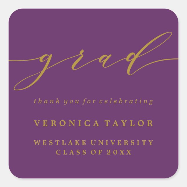 SIMPLE MINIMALIST CALLIGRAPHY GRADUATION STICKER (Front)