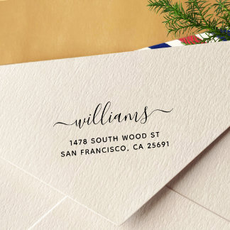 Simple Minimalist Calligraphy Return Address Self- Self-inking Stamp