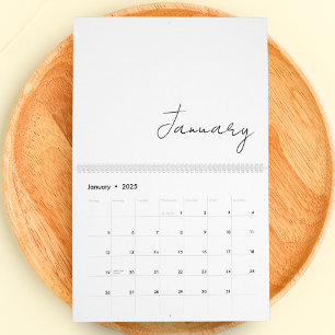 Simple Minimalist Chic Script Writing 2025 Family Calendar