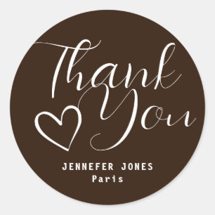 Simple Minimalist Chocolate Calligraphy Heart  Classic Round Sticker