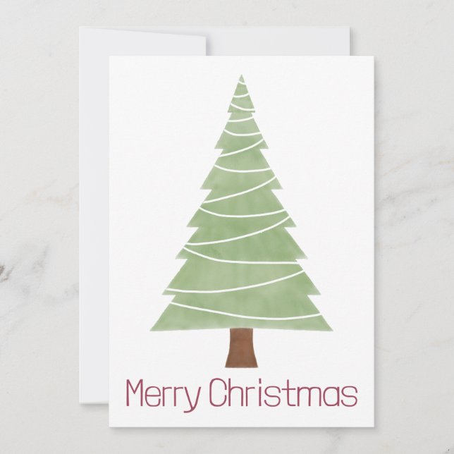 Simple Minimalist Christmas Tree Holiday Card (Front)