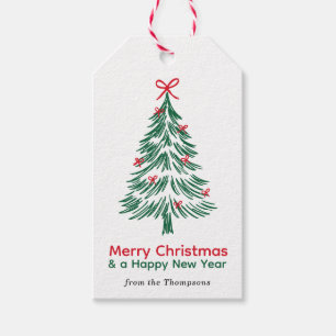 Simple Minimalist Christmas Tree New Year Gift Tag