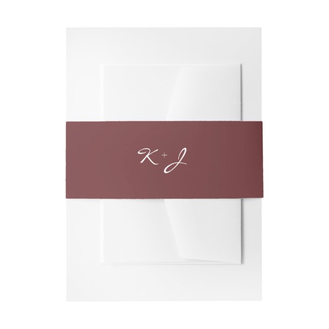 Simple Minimalist Cinnamon Rose Virtual Wedding Invitation Belly Band (Front Example)